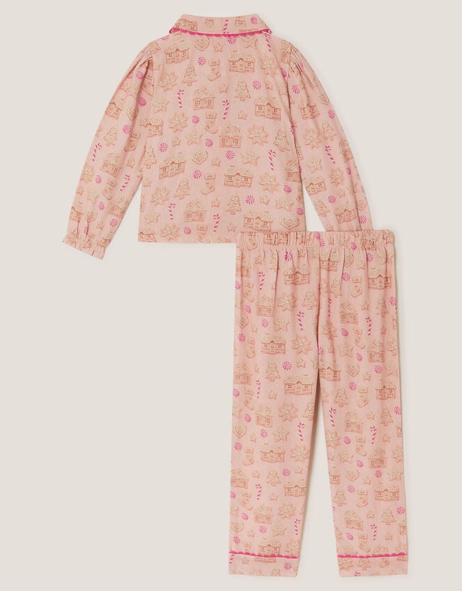 Gingerbread Print Long Christmas Pyjamas Set, Pink (PINK), large