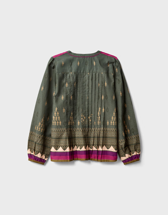 East Apate Printed Cotton Top, Green (KHAKI), large