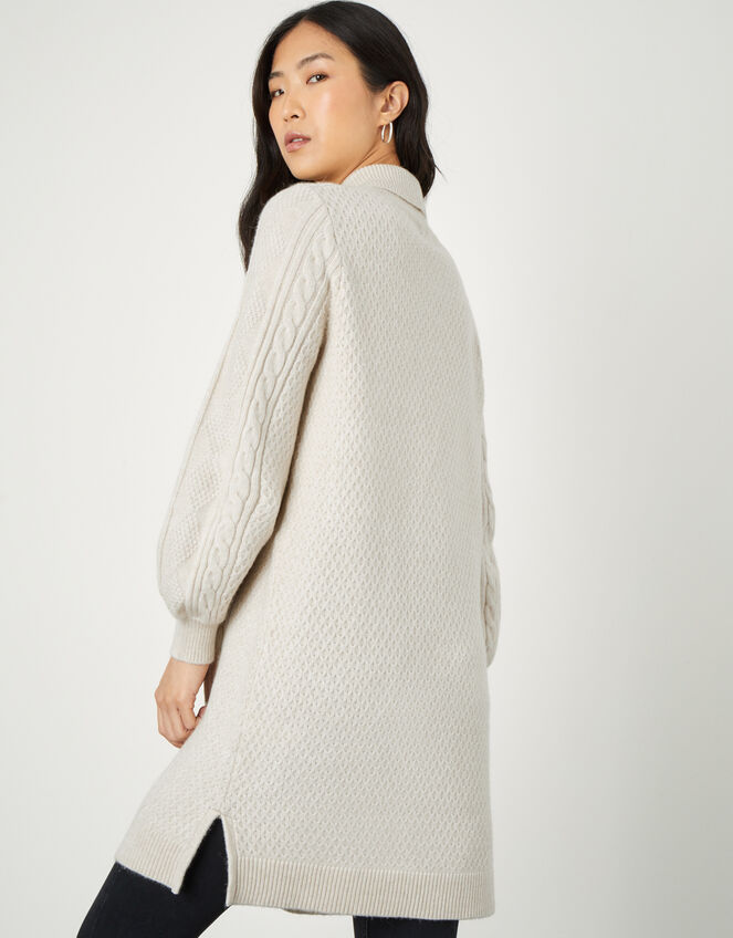 Shawl Collar Cable Knit Cardigan, Cream (CREAM), large