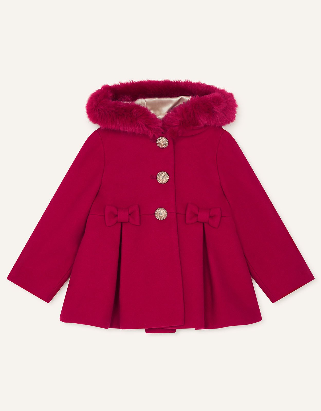 Baby Bow Coat with Hood Red | Baby Girl
