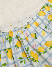 Baby Broderie Top and Lemon Print Shorts Set, Blue (BLUE), large