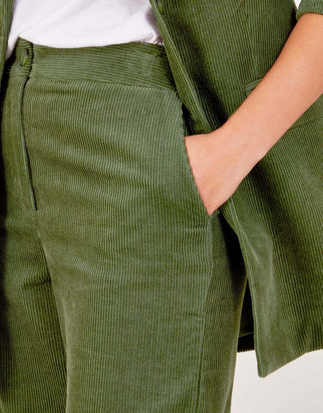 Cord Wide Leg Suit Trousers, Green (GREEN), large