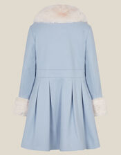 Isabella Faux Fur Collar Coat, Blue (BLUE), large