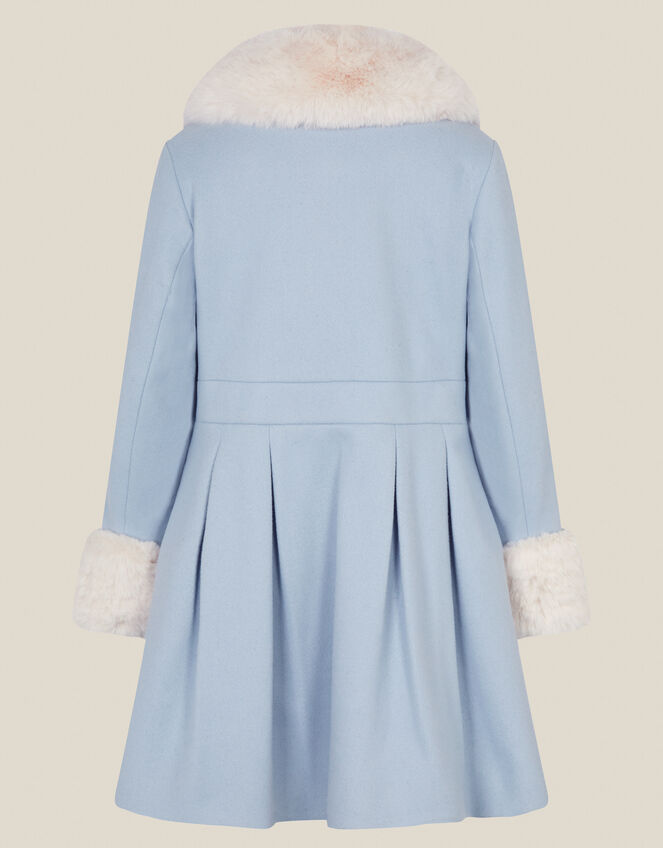 Isabella Faux Fur Collar Coat, Blue (BLUE), large