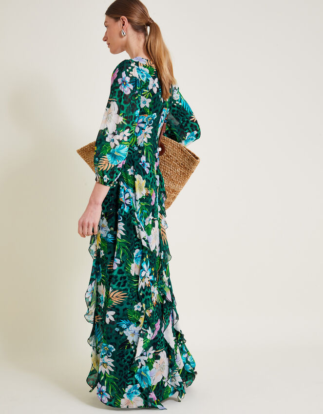 Ani Floral Ruffle Dress, Green (GREEN), large