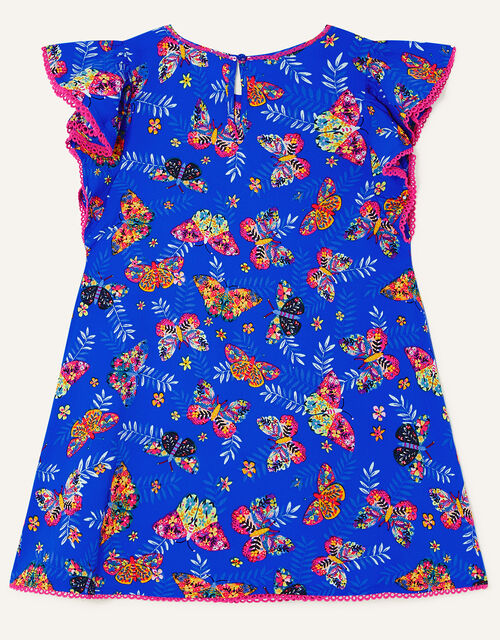 Butterfly Print Swing Dress in Sustainable Cotton, Blue (BLUE), large