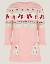 Baby Bear Pocket Knit Dress, Pink (PINK), large