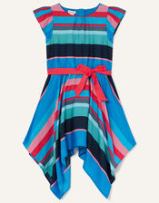 Stripe Hanky Hem Dress , Blue (BLUE), large