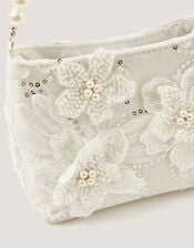 Flower Embellished Mesh Bag, , large