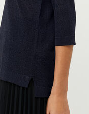 Hannah Henley Collar Top, Blue (NAVY), large