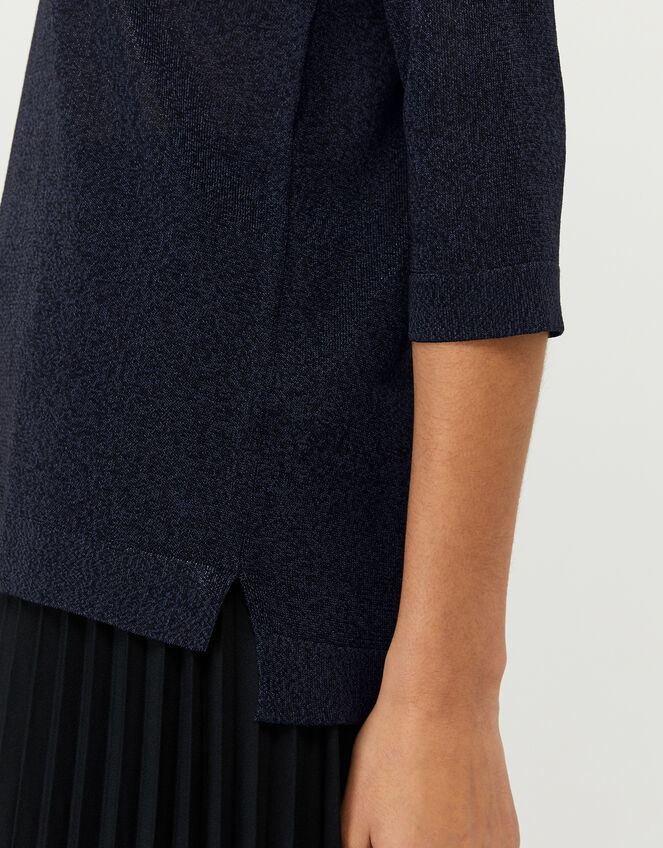 Hannah Henley Collar Top, Blue (NAVY), large