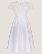 Chiffon Sleeve Floral Communion Dress, White (WHITE), large