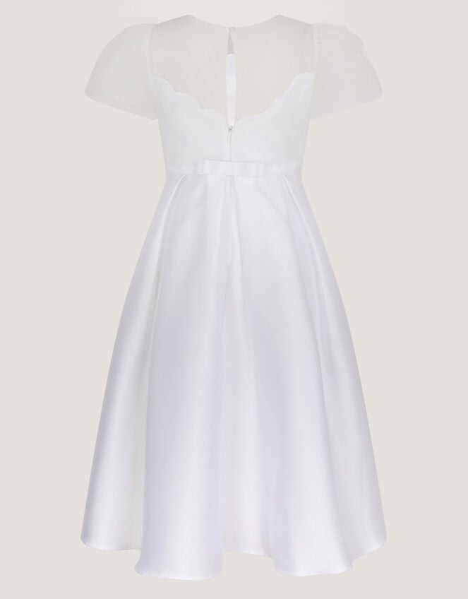 Chiffon Sleeve Floral Communion Dress, White (WHITE), large