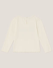 Butterfly Embroidered Ribbed Top, Ivory (IVORY), large