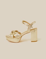 Metallic Twist Knot Platform Heels, Gold (GOLD), large
