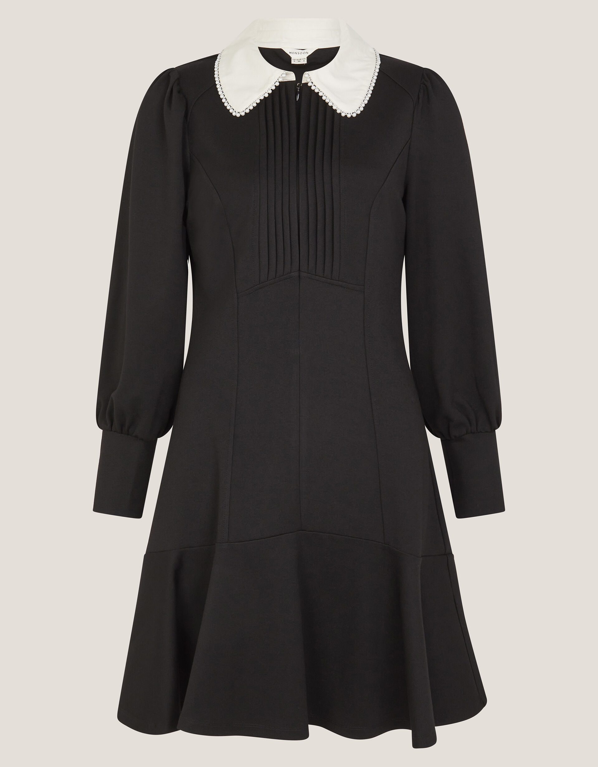 Priya Ponte Jersey Collar Mini Dress Black | Mini Dresses