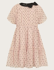 Emily Short Sleeve Spotty Tulle Dress, Pink (PINK), large