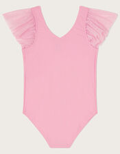 Land of Wonder Ruffle Sleeve Leotard, Pink (DUSKY PINK), large