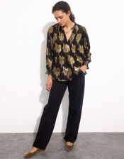 East Jacquard Blouse, Black (BLACK), large