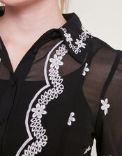 Fiori Embroidered Blouse, Black (BLACK), large