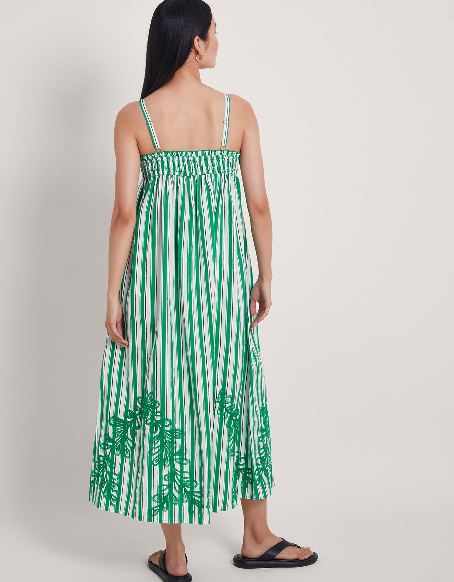 The Jolene Stripe Midi Dress-Green