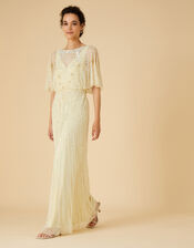 Embellished Maxi Dress in Recycled Polyester, Yellow (YELLOW), large