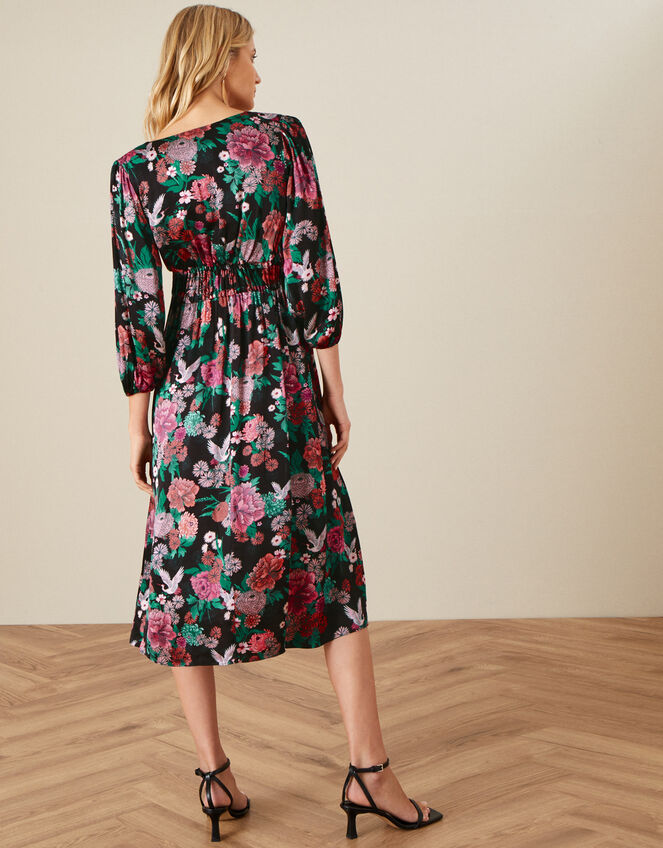 Kasenya Oriental Floral Dress, Black (BLACK), large