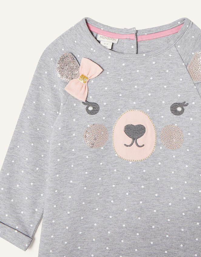 Baby Bear Sequin Sweat Dress, Grey (GREY), large