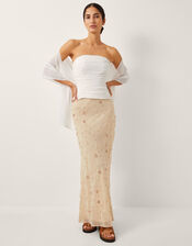 The India Edit Colette Ruched Bandeau Top & Scarf, Ivory (IVORY), large