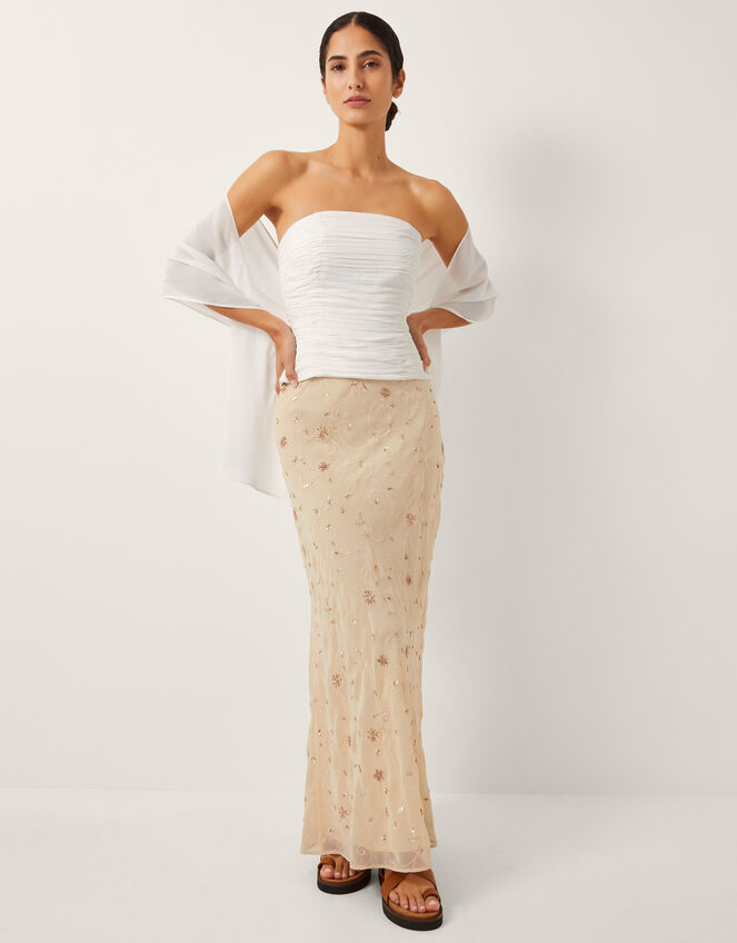 The India Edit Colette Ruched Bandeau Top & Scarf, Ivory (IVORY), large