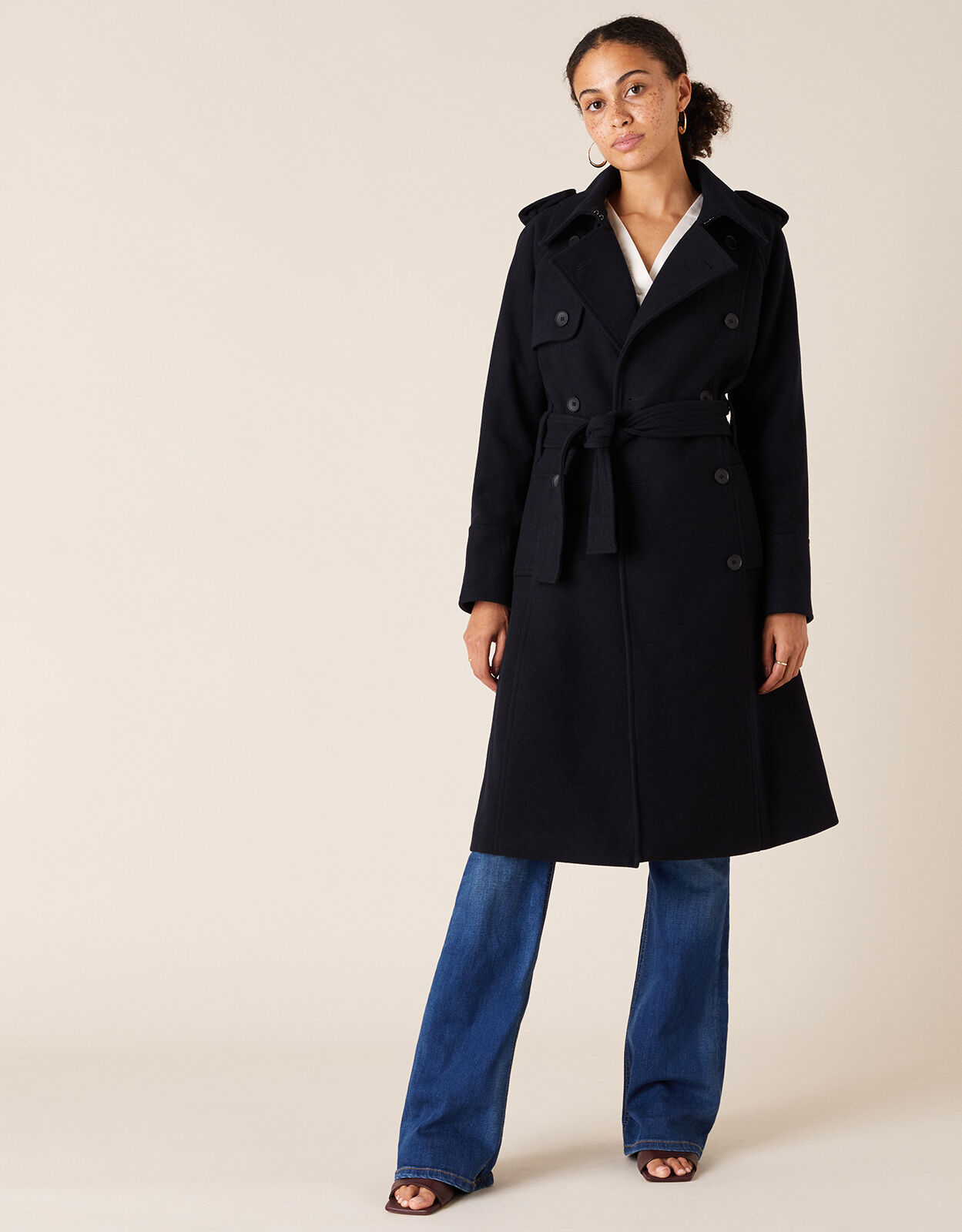 blue trench coat female
