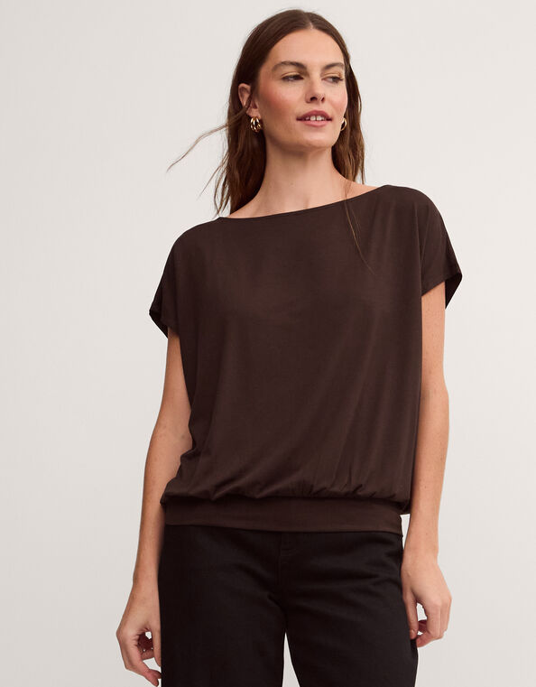 Dilly Jersey Top, Brown (CHOCOLATE), large