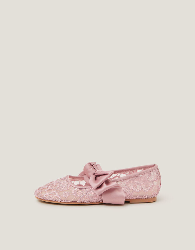 Bow Lace Ballerina Flats , Purple (LILAC), large