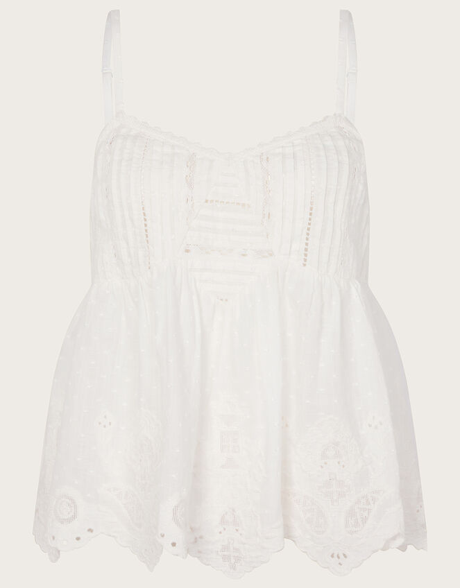 Premium Embroidered Scallop Edge Cami Top White | Vests, Camisoles And ...