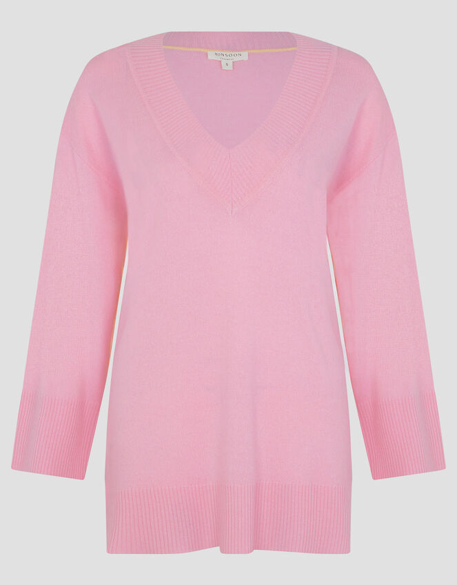 Cree V-Neck Cashmere Jumper, Pink (PINK), large