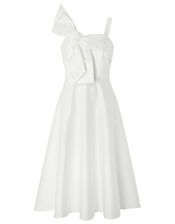 Carrie Bow Satin Midi Bridal Dress, Ivory (IVORY), large