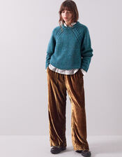 East Rumi Velvet Straight Leg Trousers, Green (GREEN), large