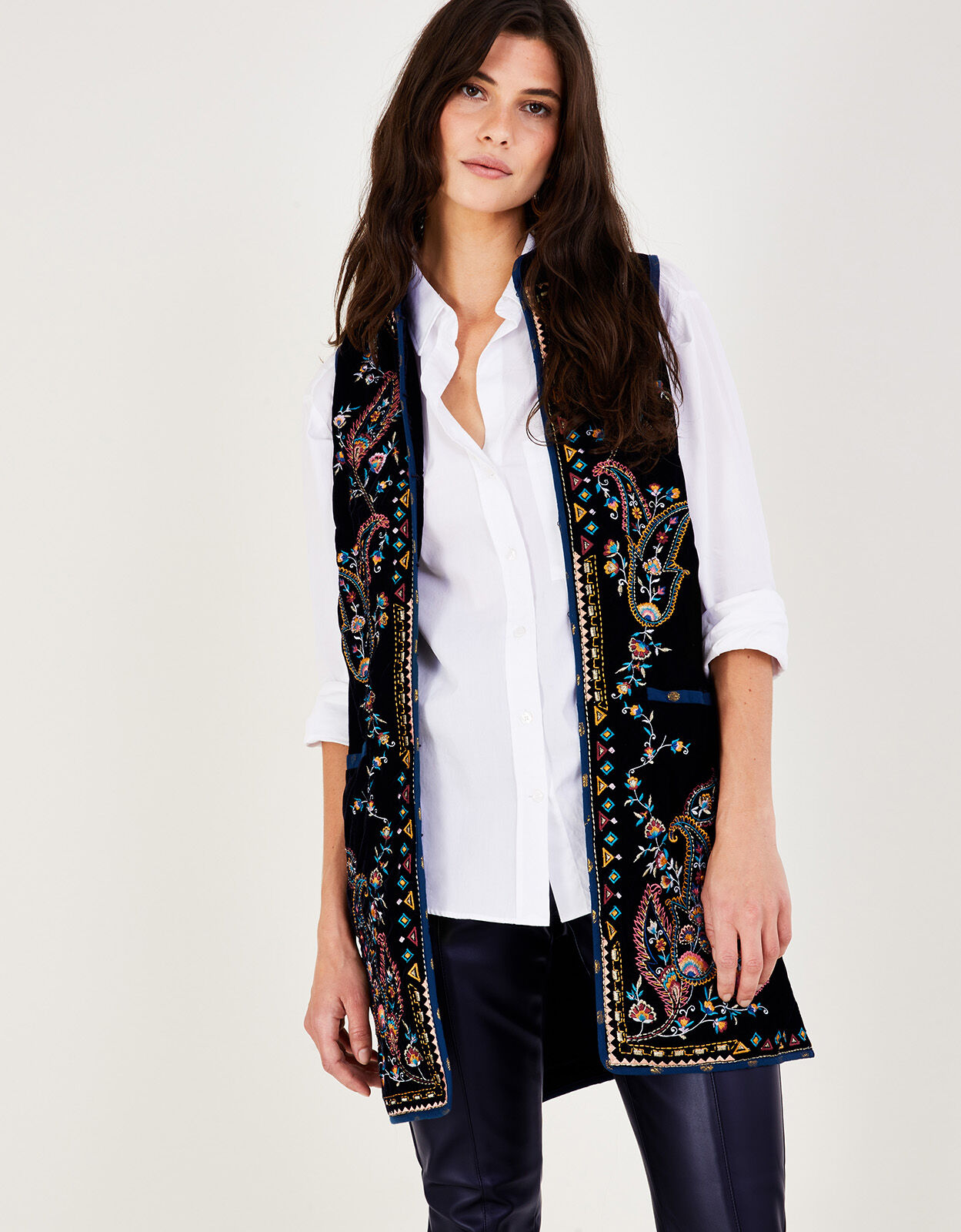 Long black discount waistcoat womens uk