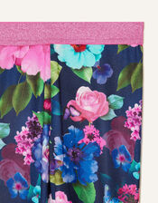 Rose Print Leggings, Blue (NAVY), large