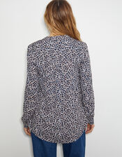 Molly Abstract Print Pintuck Blouse, Blue (NAVY), large