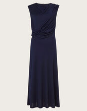 Debra Drape Jersey Dress, Blue (NAVY), large