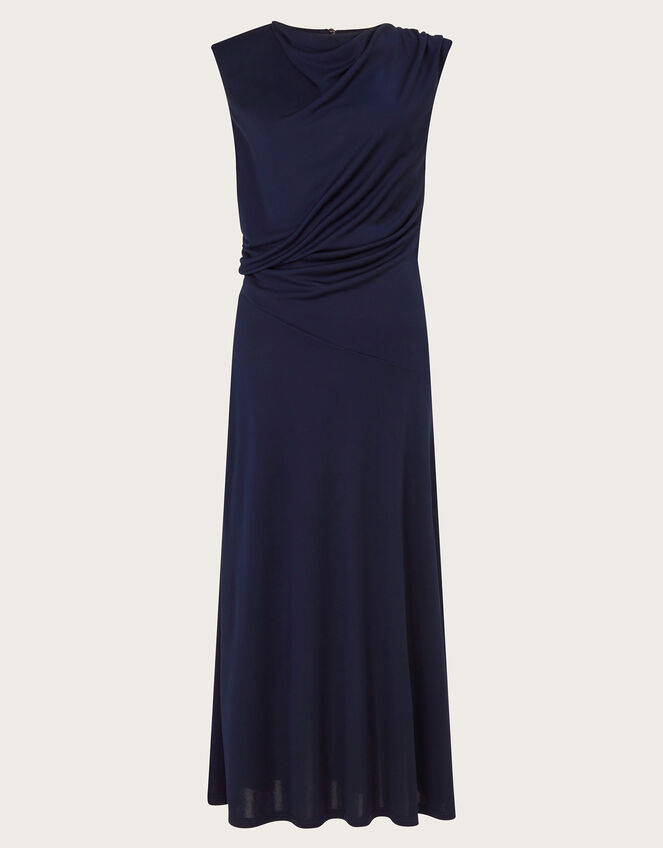 Debra Drape Jersey Dress, Blue (NAVY), large
