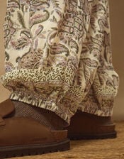 East Odette Hand-Woodblock Print Balloon Trousers, Cream (CREAM), large