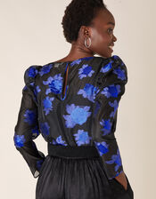 Ophelia Floral Organza Blouse, Blue (BLUE), large