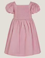 Floral Embroidered Puff Sleeve Dress, Purple (LILAC), large