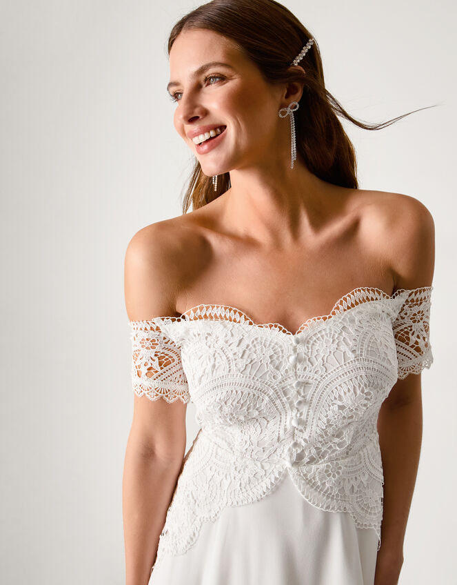 Maddie Off-Shoulder Wedding Dress, Ivory (IVORY), large