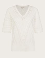 Lulu Short Sleeve Jumper, Ivory (IVORY), large