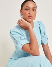 Belle Bow Sleeve Midi Dress, Blue (PALE BLUE), large