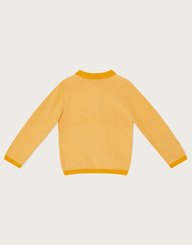 Mixed Knit Polo Sweatshirt, Yellow (MUSTARD), large