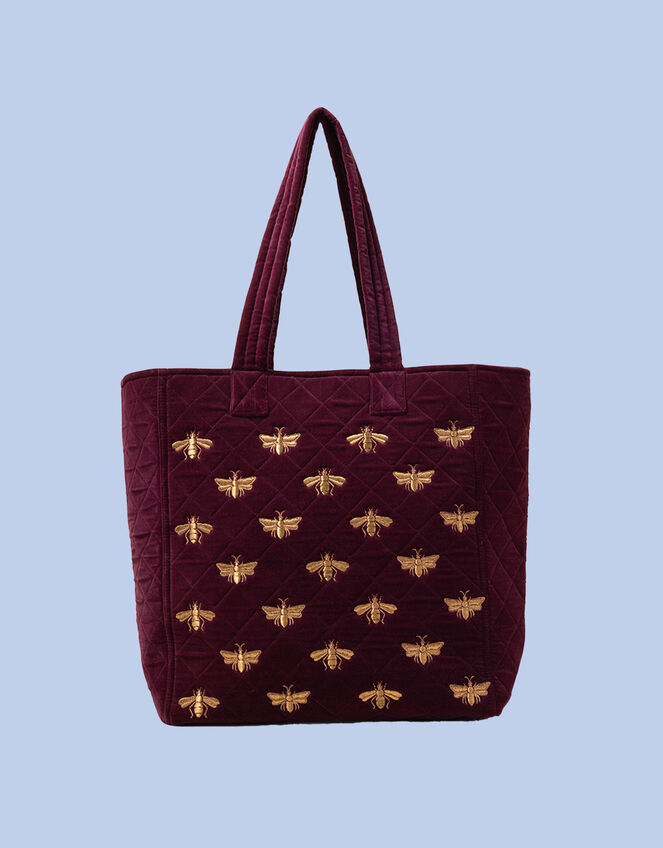 Elizabeth Scarlett Honeybee Velvet Tote Bag, , large